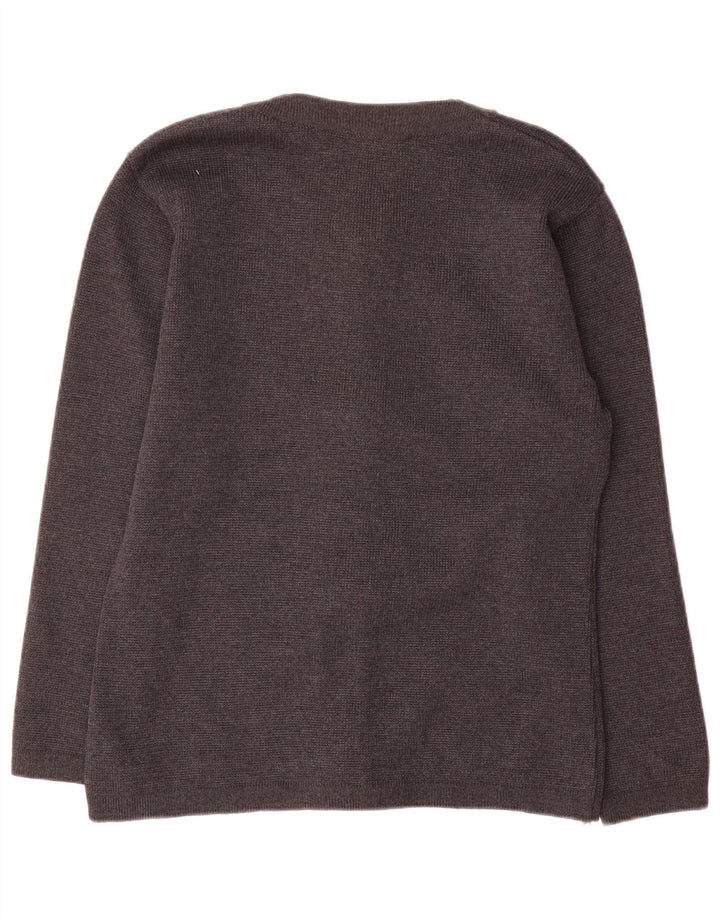 Vintage Womens Oversized Cardigan Sweater UK 10 Small Grey Wool
