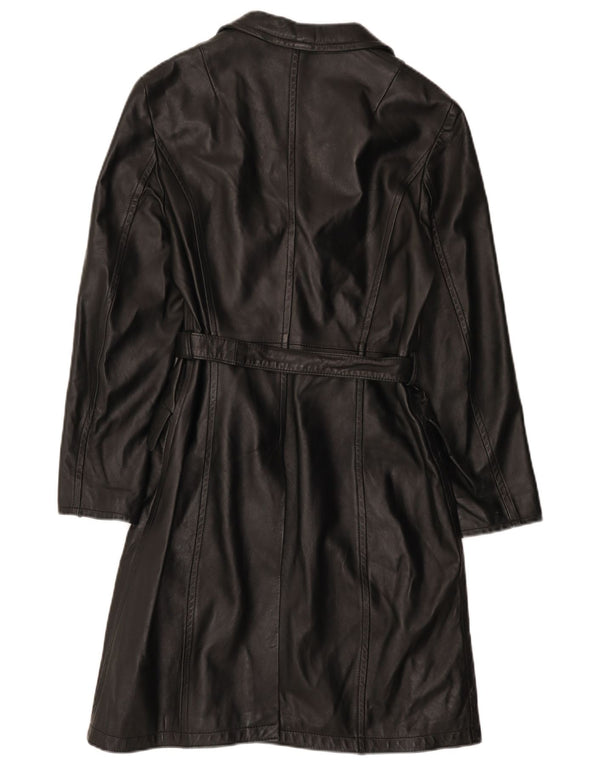 Lavorazione Artigiana Womens Leather Coat UK 12 Medium Black Leather