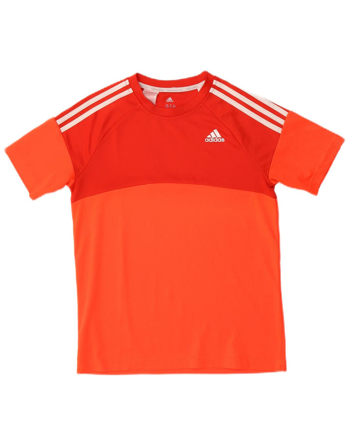 ADIDAS Boys Climalite T-Shirt Top 13-14 Years  Orange Colourblock