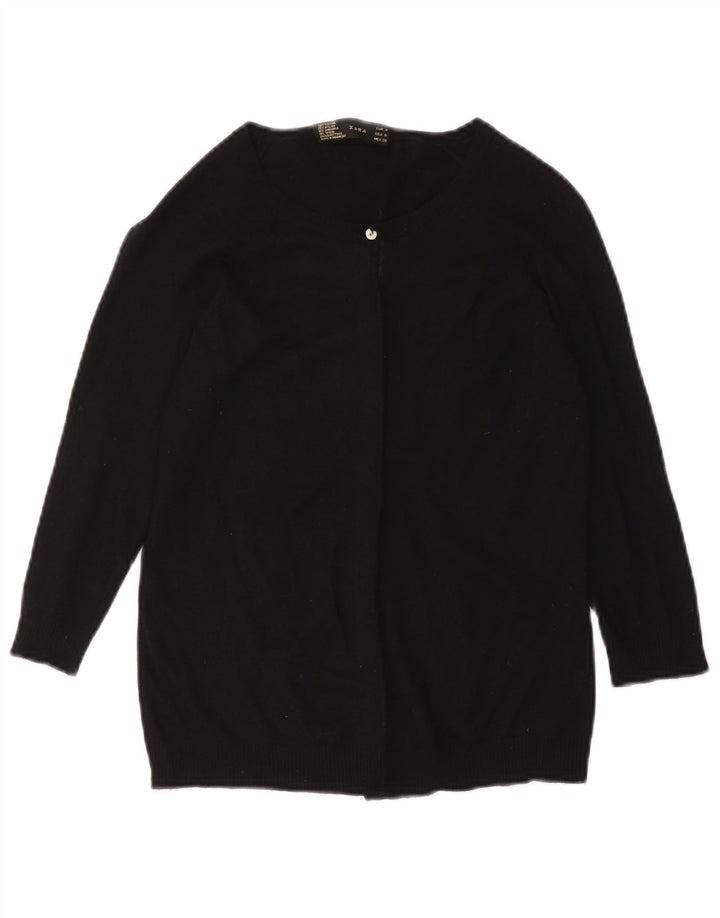 Zara Womens Cardigan Sweater UK 12 Medium Black Rayon