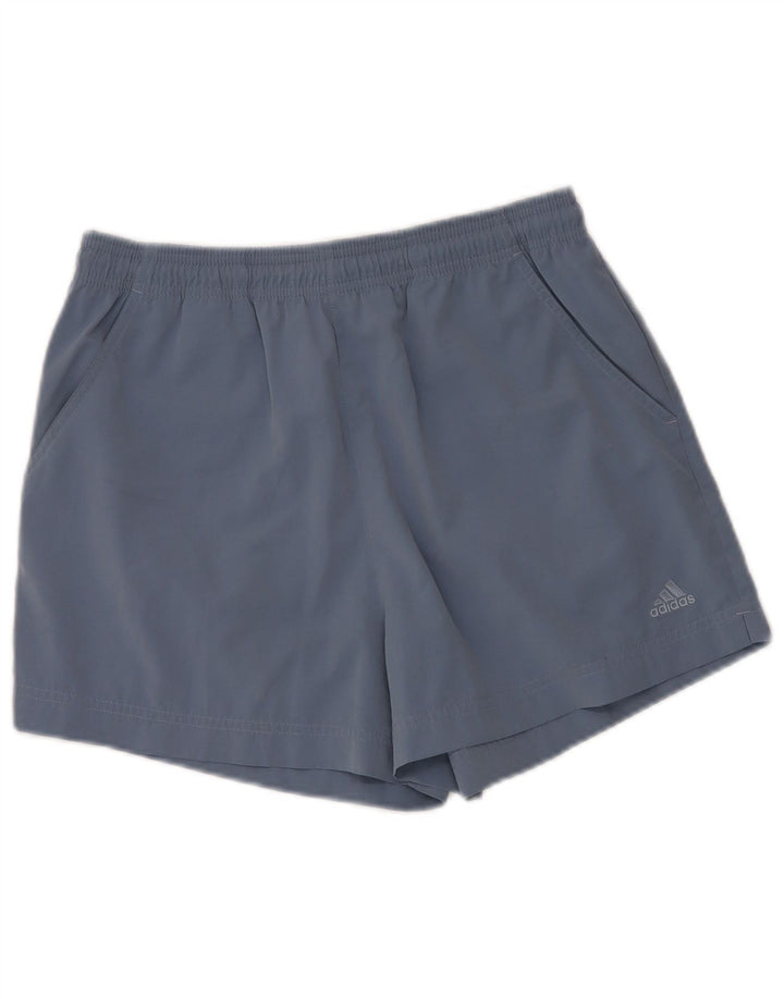 Adidas Womens Sport Shorts UK 12 Medium Blue Polyester
