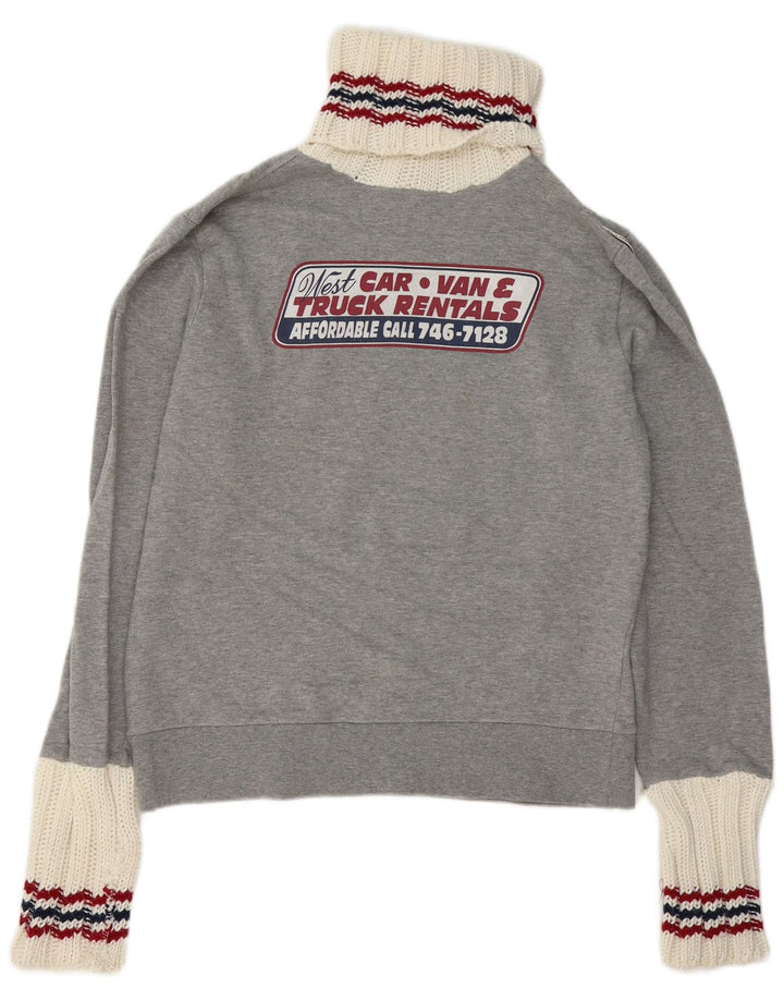 Zu Elements Womens Graphic Sweatshirt Jumper UK 16 Large Grey Colourblock
