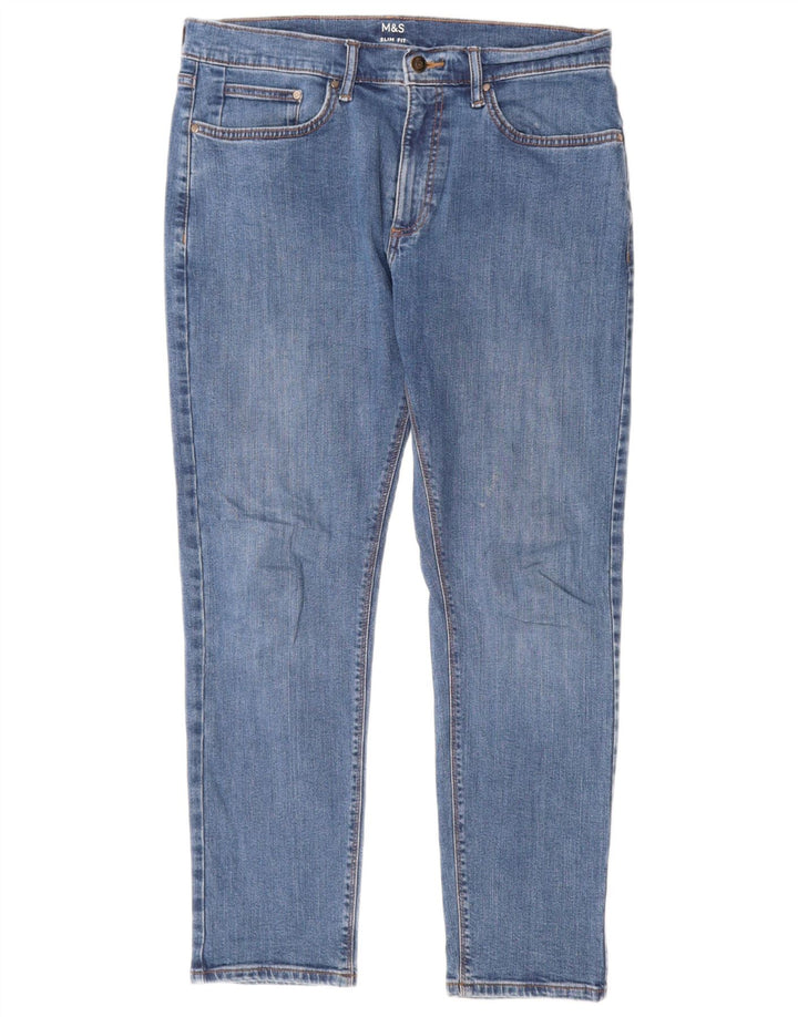 Marks & Spencer Womens Slim Jeans W32 L29 Blue Cotton