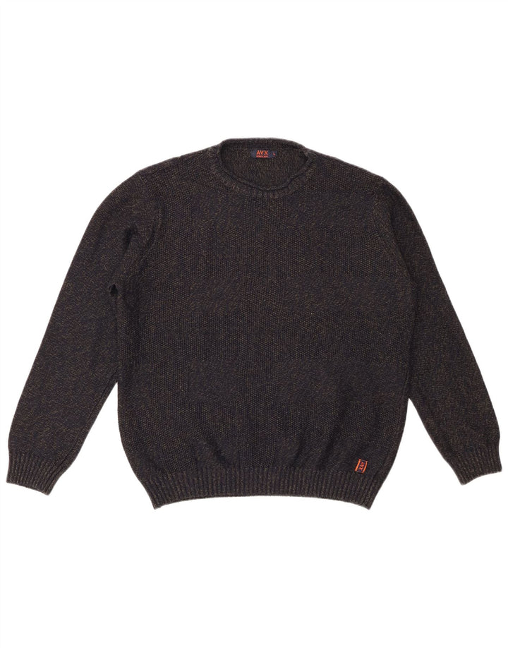 AVIREX Womens Crew Neck Jumper Sweater UK 16 Large Navy Blue Flecked