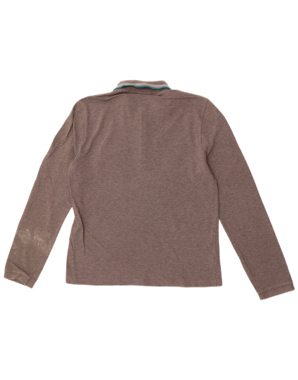 Lacoste Mens Long Sleeve Polo Shirt Size 4 Medium Grey Cotton