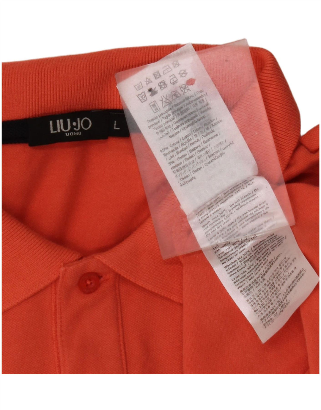 LIU JO Mens Polo Shirt Large Orange Cotton