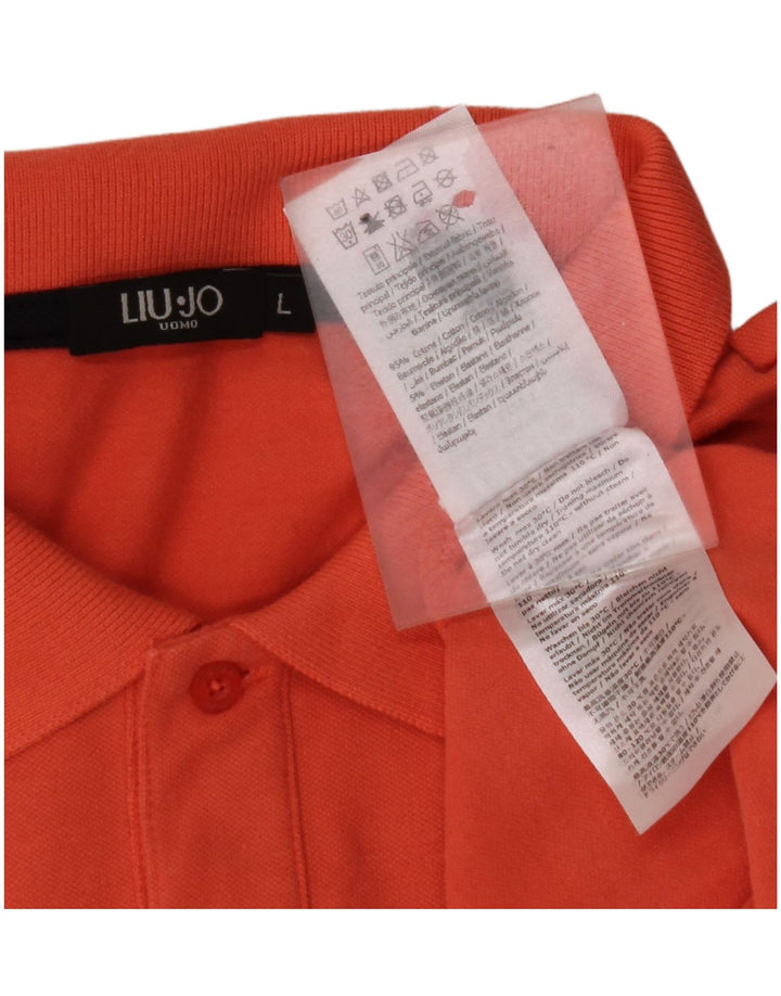 LIU JO Mens Polo Shirt Large Orange Cotton