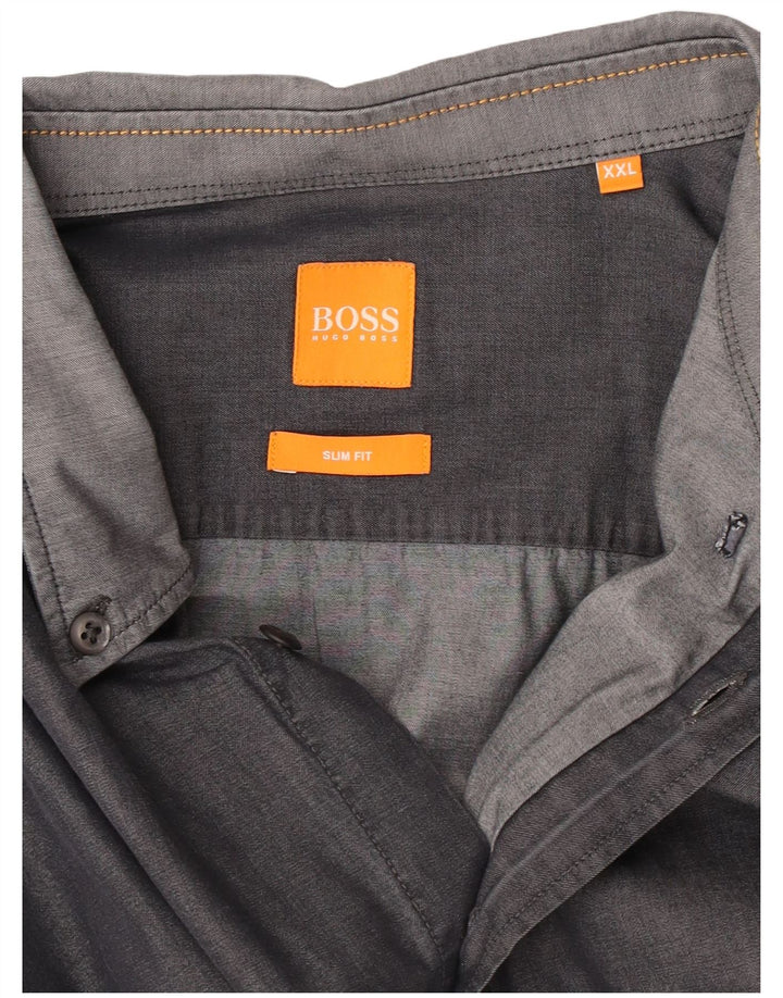 Hugo Boss Mens Slim Fit Shirt 2XL Grey
