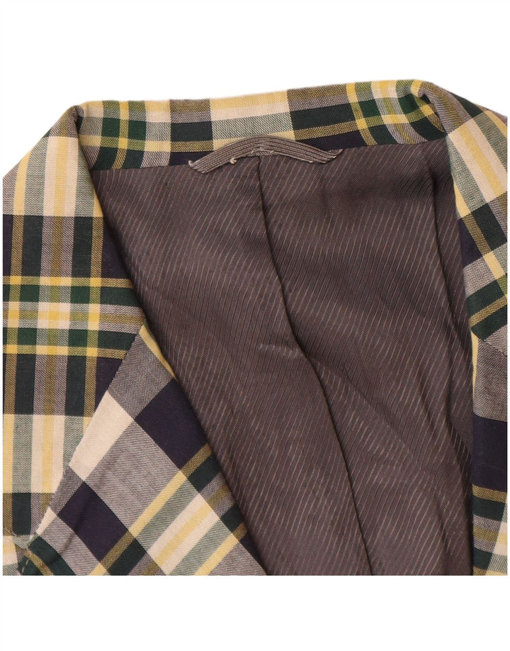 Vintage Mens 2 Button Blazer Jacket Small Navy Blue Check