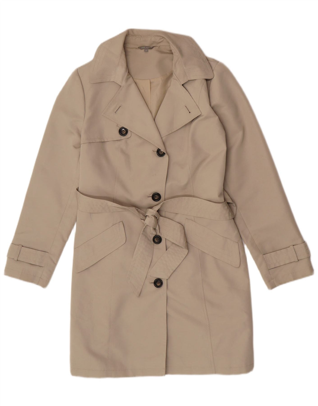 Marks & Spencer Womens Trench Coat UK 12 Medium Beige Polyester Classic
