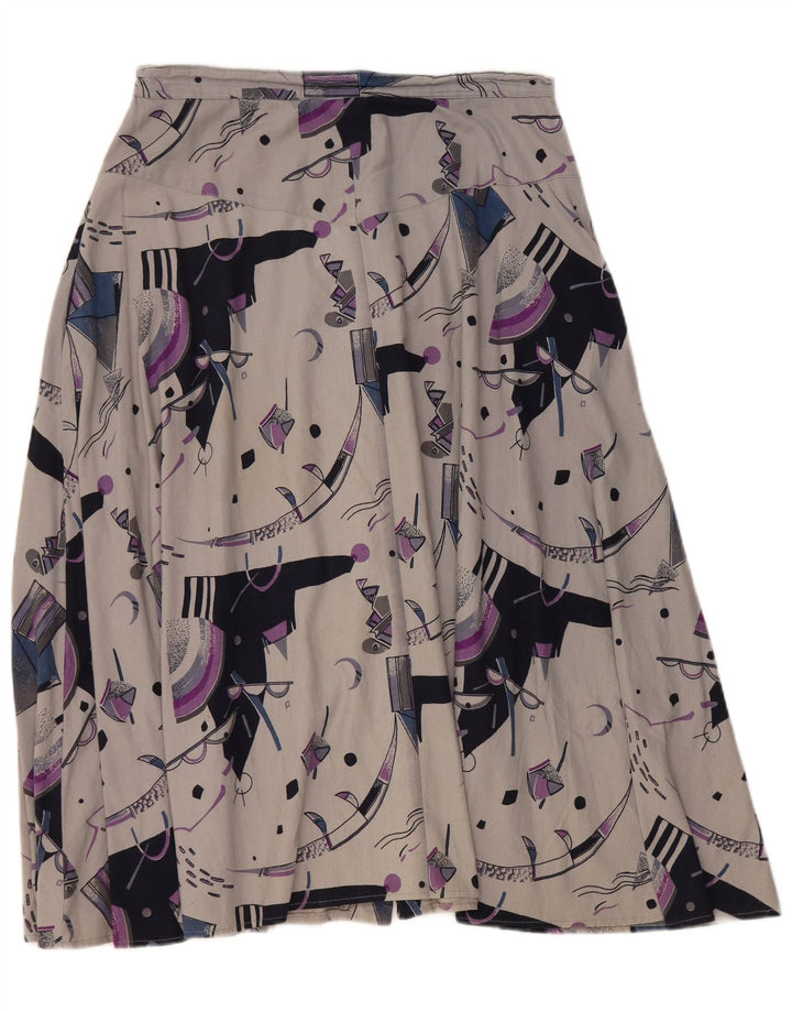 VINTAGE Womens High Waist A-Line Skirt W32 Large Grey Geometric