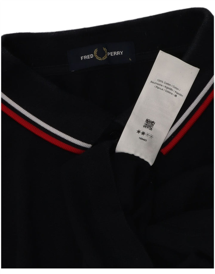 Fred Perry Mens Polo Shirt Large Navy Blue Cotton