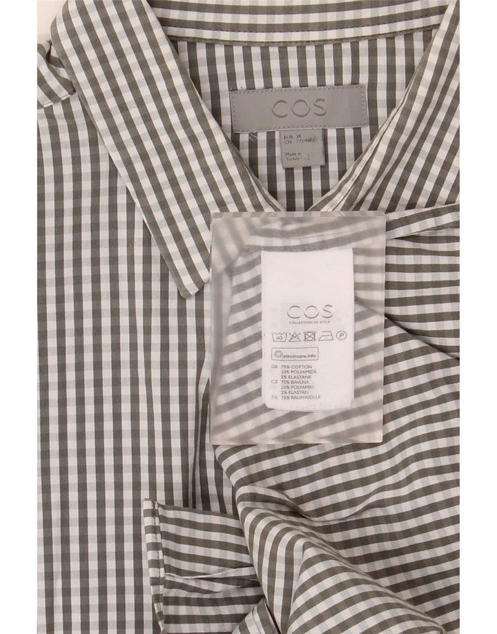 Cos Mens Shirt Size 39 Medium Grey Gingham Cotton
