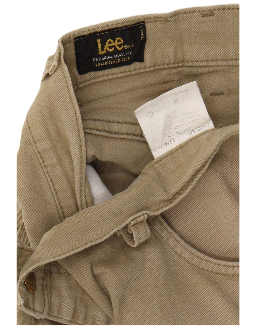 LEE Mens Brooklyn Straight Casual Trousers W38 L31 Khaki Cotton