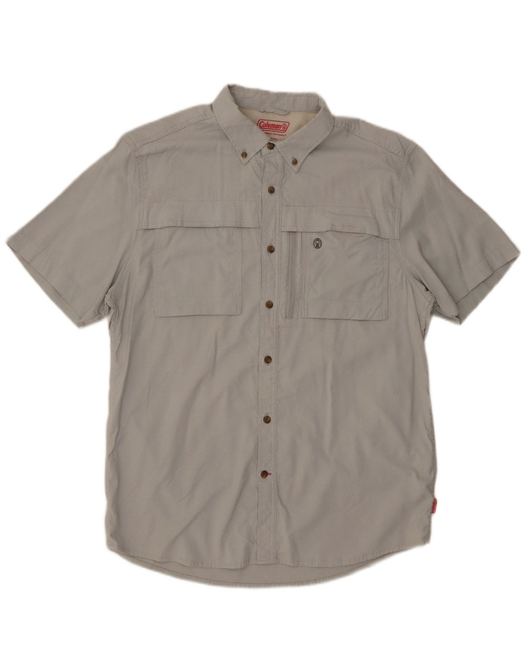 Vintage Mens Short Sleeve Shirt Large Grey Cotton