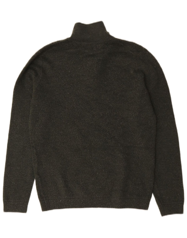 Superdry Mens Zip Neck Jumper Sweater Medium Khaki Merino Wool