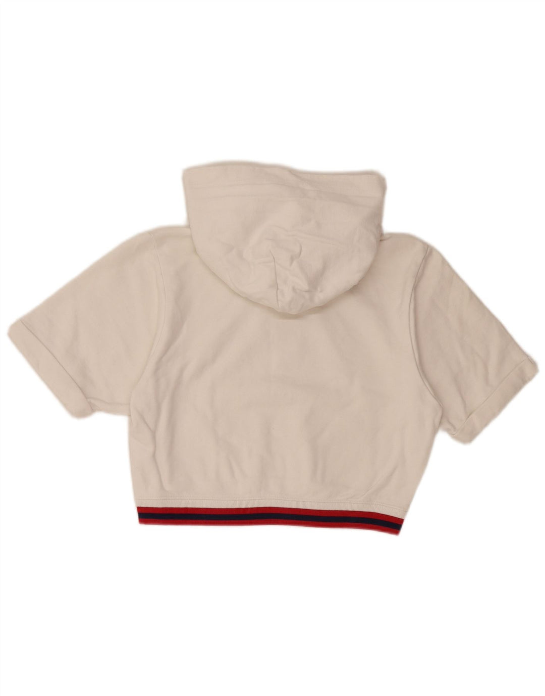 CHAMPION Womens Crop Graphic Short Sleeve Hoodie Jumper UK 10 Small White