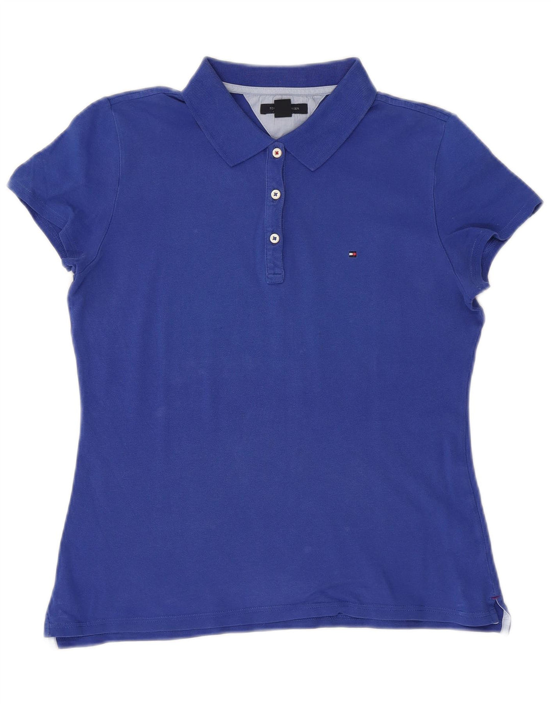 TOMMY HILFIGER Womens Polo Shirt UK 12 Medium Blue Cotton