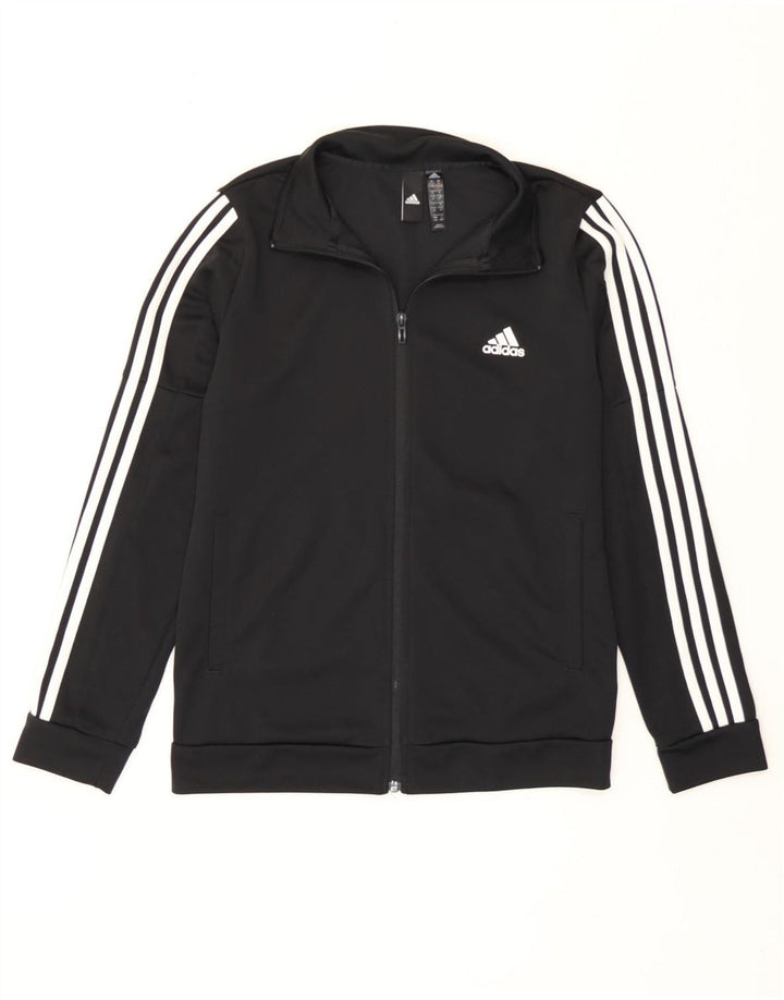 Adidas Womens Tracksuit Top Jacket UK 12 /14 Medium Black Polyester