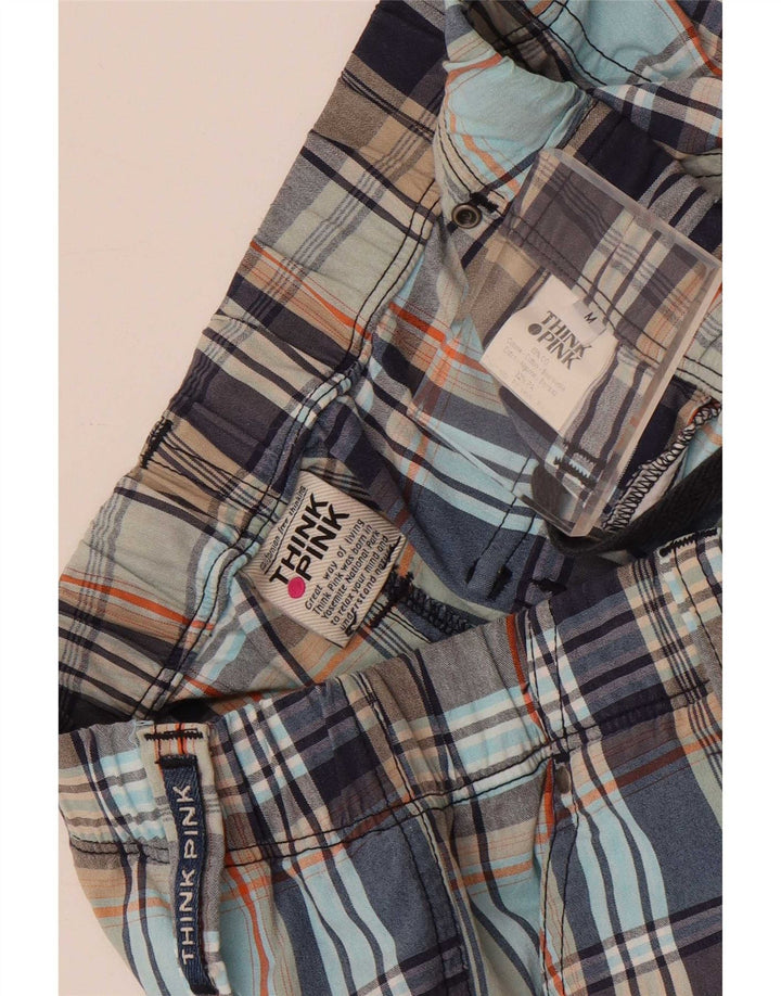 Think Pink Mens Loose Fit Chino Trousers Medium W30 L29 Multicoloured Check
