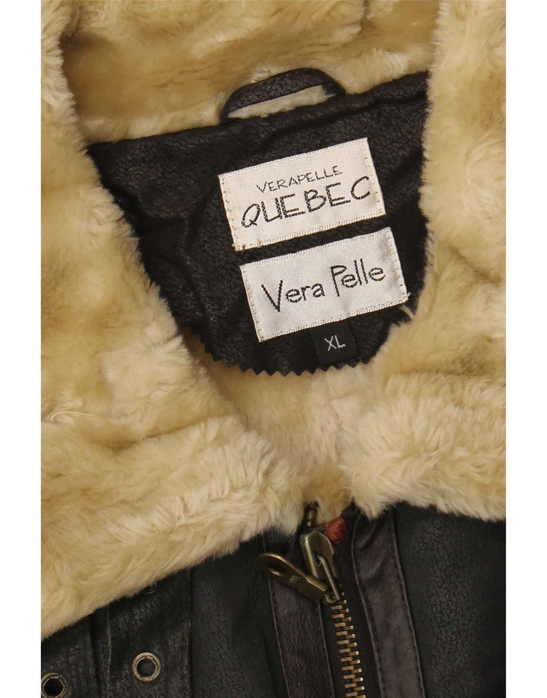 Quebec Mens Shearling Jacket UK 42 XL Black Leather
