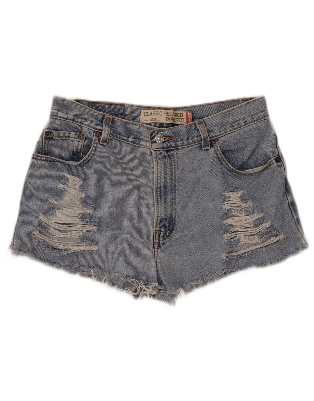 LEVI'S Womens 550 Distressed Denim Shorts US 12 Large W30  Blue