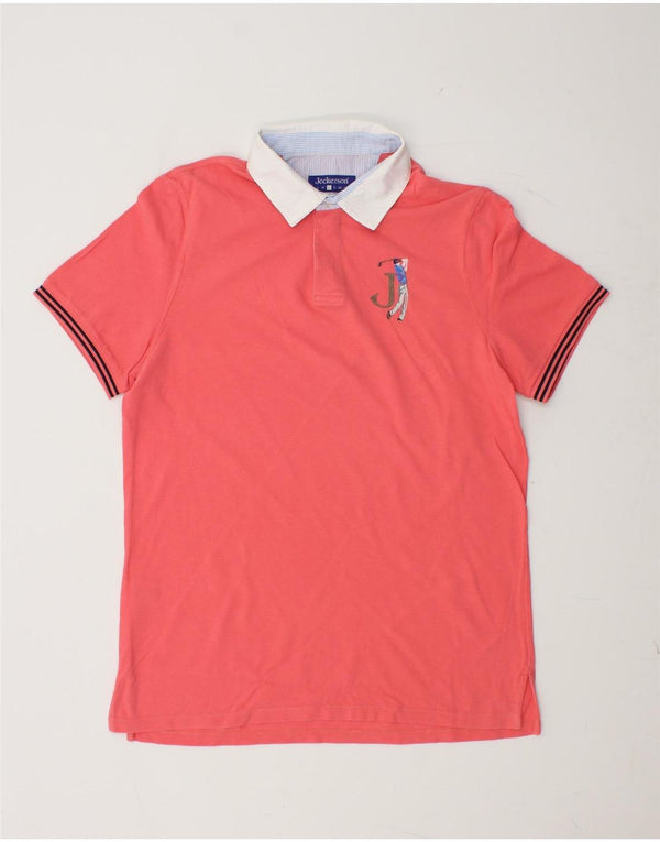 JECKERSON Mens Graphic Polo Shirt Large Pink Cotton