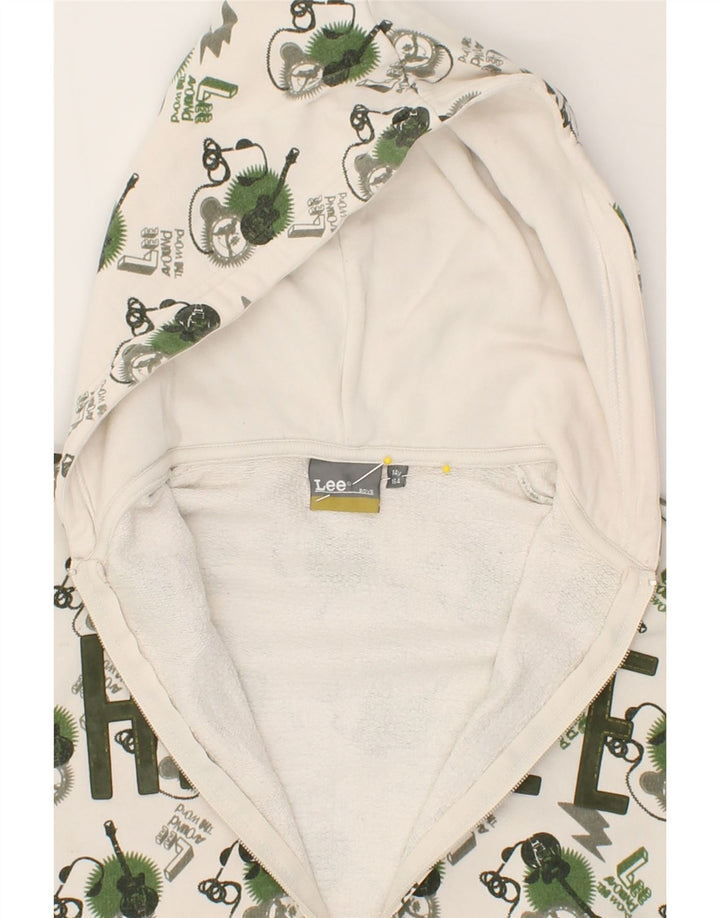 LEE Boys Abstract Pattern Graphic Zip Hoodie Sweater 13-14 Years Beige Vintage Lee and Second-Hand Lee from Messina Hembry 