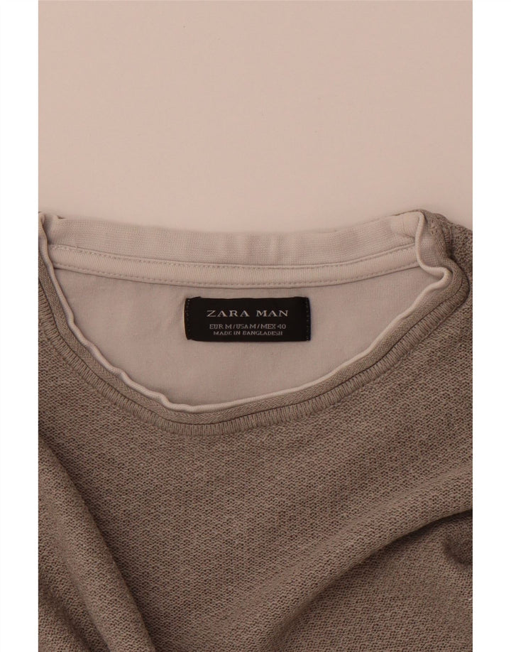 ZARA Mens T-Shirt Top Medium Grey