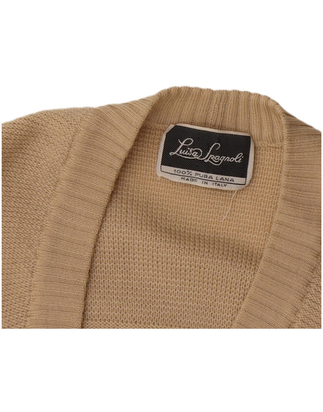 Luisa Spagnoli Womens Cardigan Sweater UK 12 Medium Beige Wool