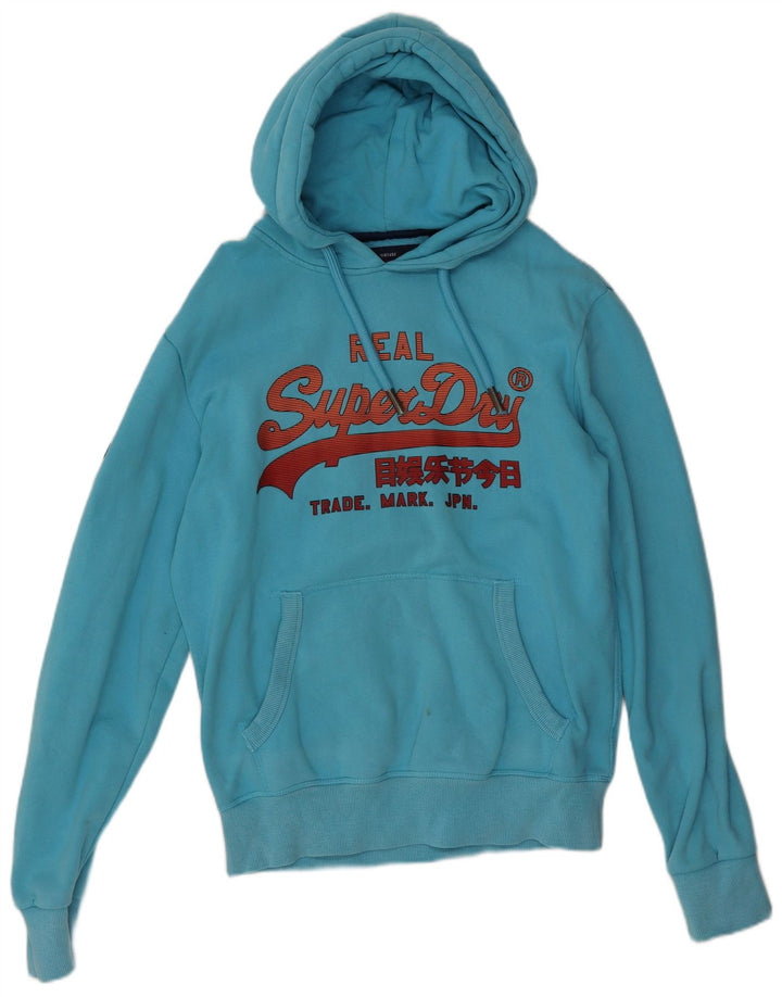 Superdry Mens Graphic Hoodie Jumper Medium Blue Cotton