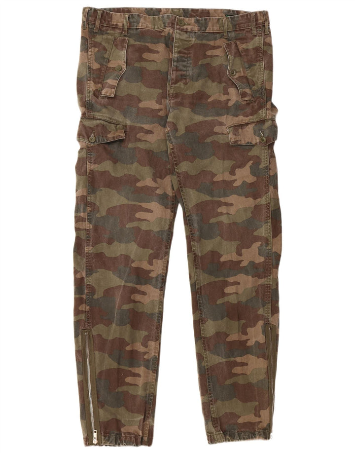 BENETTON Mens Joggers Cargo Trousers IT 50 Large W36 L32 Khaki Camouflage
