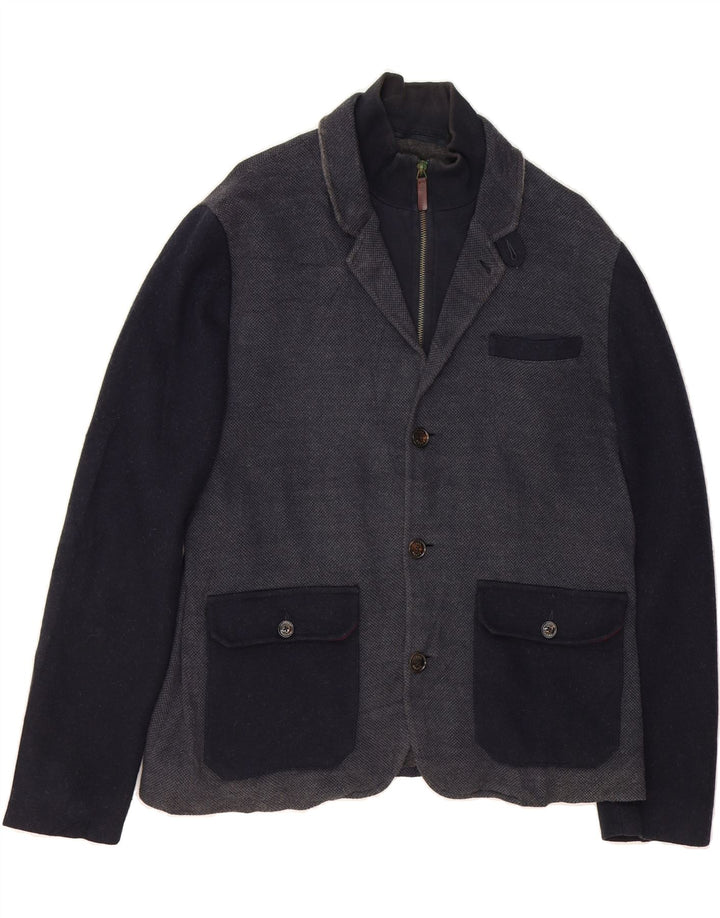 TED BAKER Mens 3 Button Blazer Jacket Size 5 XL Navy Blue Colourblock Vintage Ted Baker and Second-Hand Ted Baker from Messina Hembry 