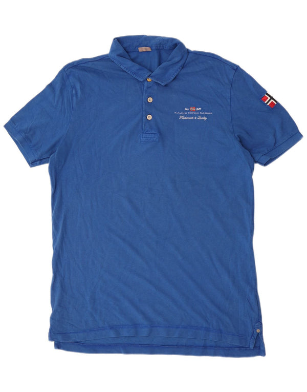 Napapijri Mens Graphic Polo Shirt 2XL Blue Cotton
