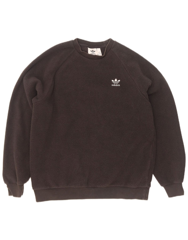 Adidas Mens Graphic Fleece Jumper Medium Black Polyester
