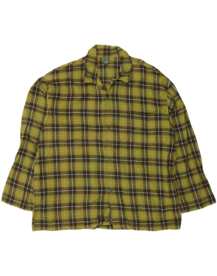 EDDIE BAUER Mens Flannel Shirt 2XL Green Check Cotton