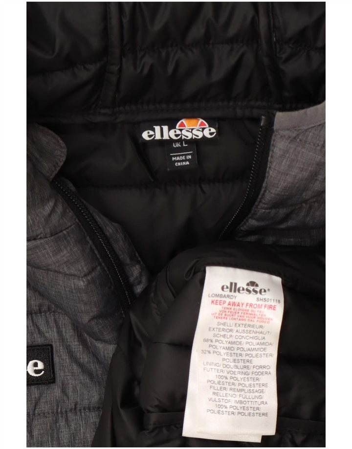 Ellesse Mens Hooded Padded Jacket UK 40 Large Grey Polyamide