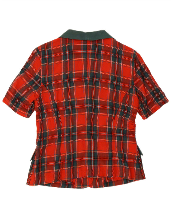 Vintage Womens Short Sleeve 2 Button Blazer Jacket UK 10 Small Red Check