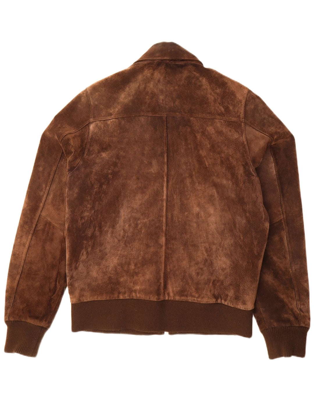 ELVINE Mens Suede Bomber Jacket UK 42 XL Brown Leather