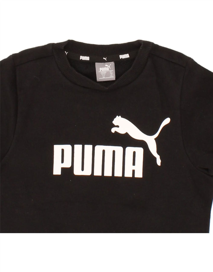 PUMA Boys Graphic Sweatshirt Jumper 3-4 Years Black Cotton Vintage Puma and Second-Hand Puma from Messina Hembry 