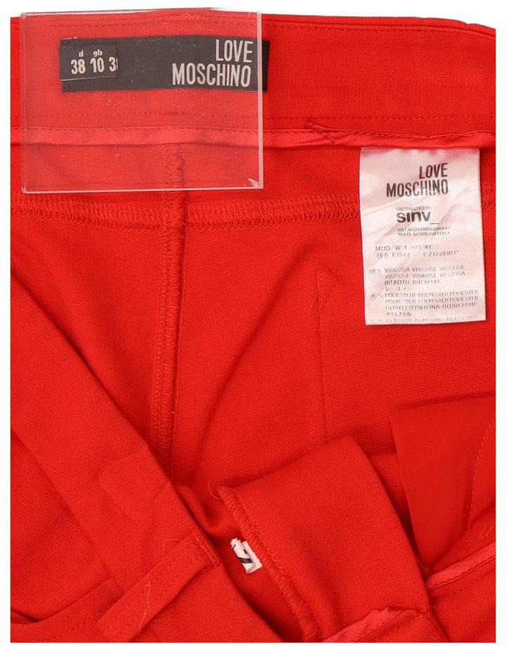 MOSCHINO Womens Slim Casual Trousers UK 10 Small W32 L30 Red Viscose