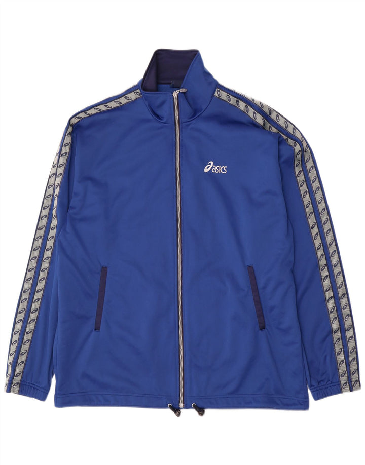 Asics Mens Graphic Tracksuit Top Jacket XL Blue Colourblock Polyester