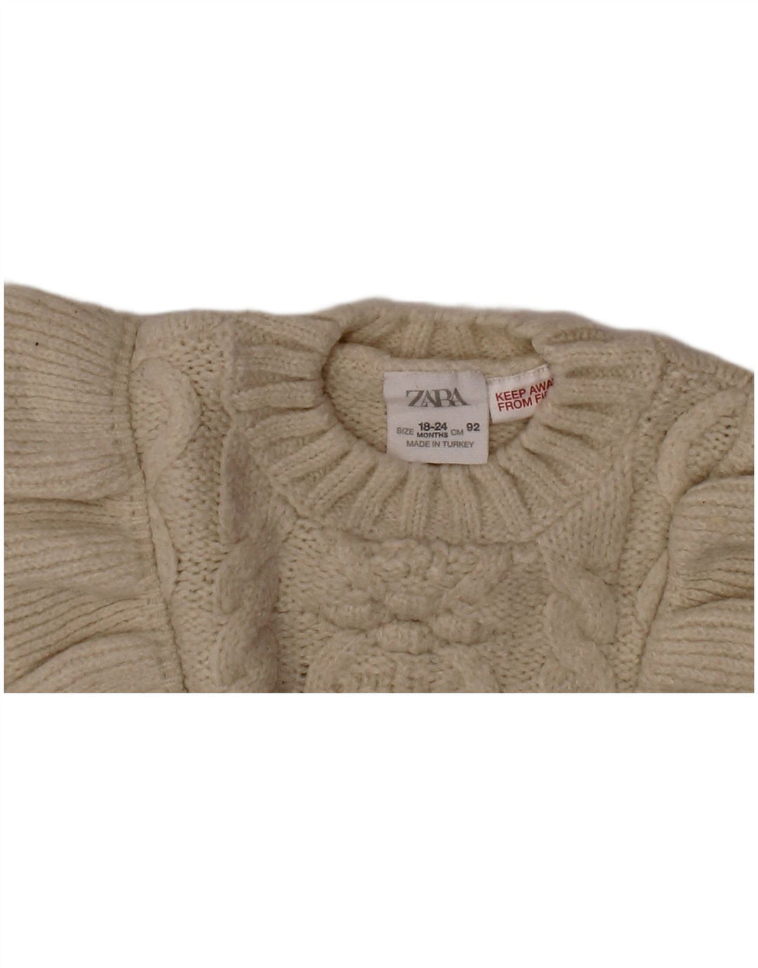 ZARA Baby Girls Crew Neck Jumper Sweater 18-24 Months Off White