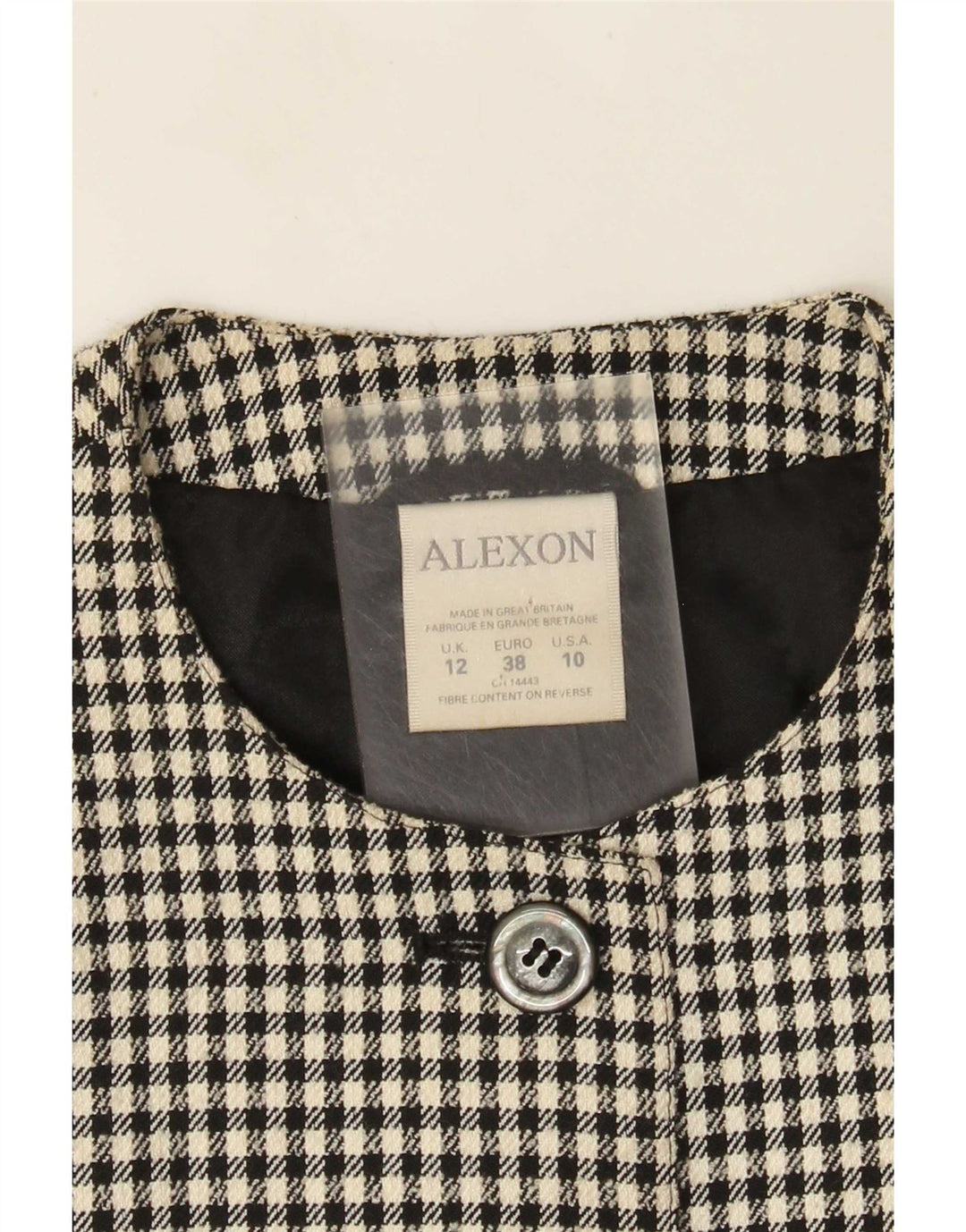 ALEXON Womens Loose Fit Overcoat UK 12 Medium Black Houndstooth Polyester