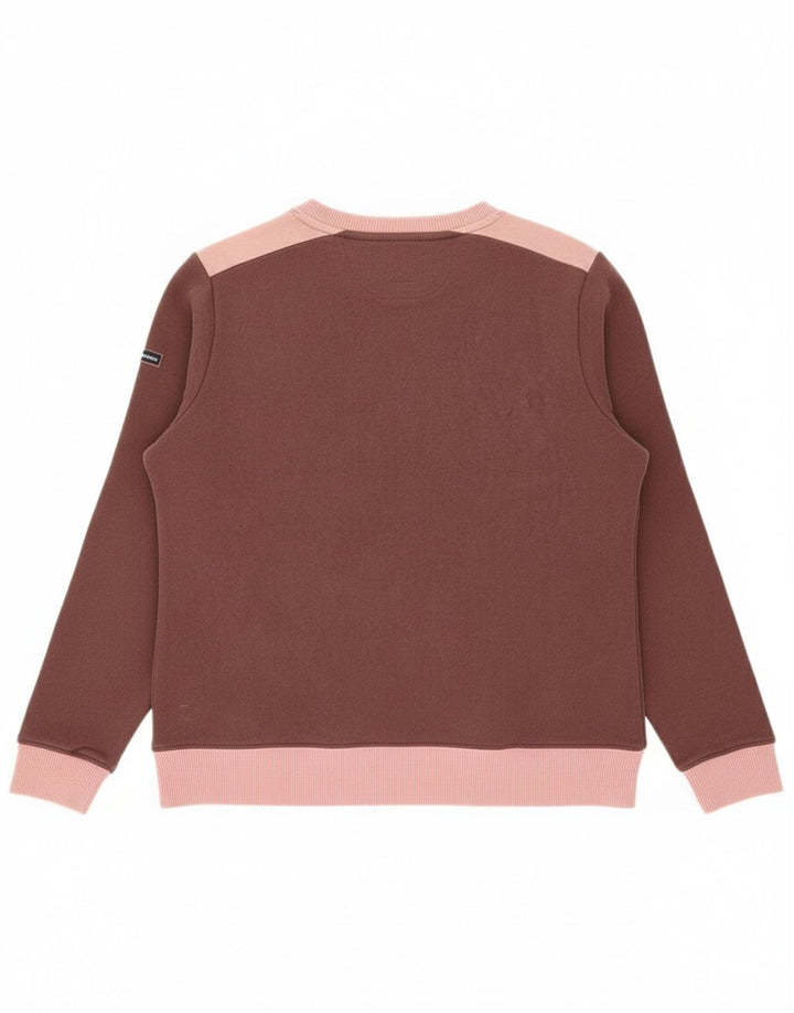 SUPERDRY Womens Oversized Sweatshirt Jumper UK 10 Small Brown Colourblock