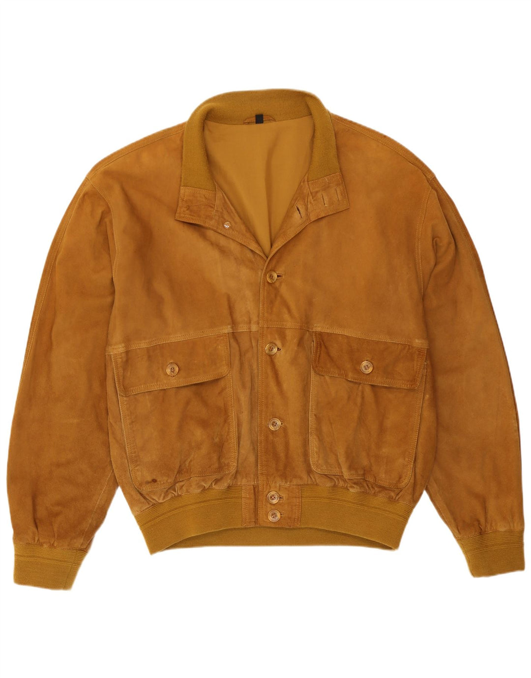 Vintage Mens Suede Bomber Jacket IT 52 XL Beige Leather
