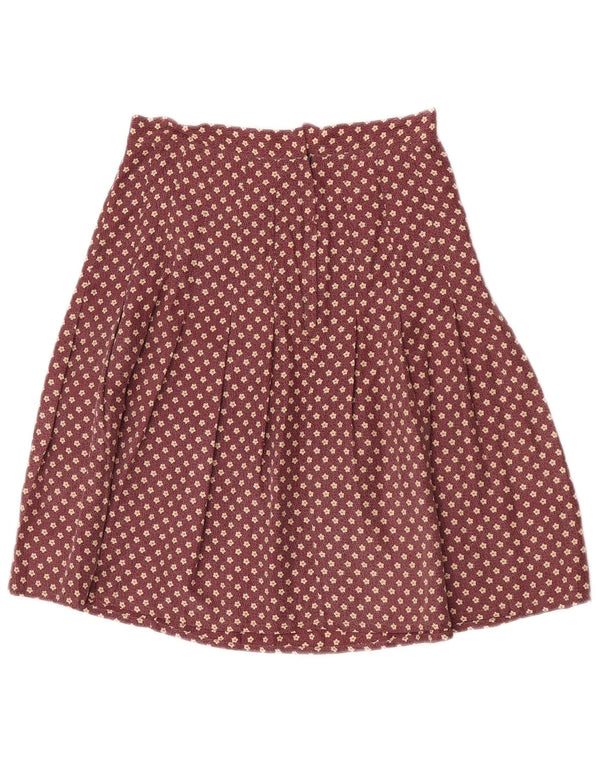 Balloon Womens Pleated A-Line Skirt EU 36 Small W26 Burgundy Floral Silk