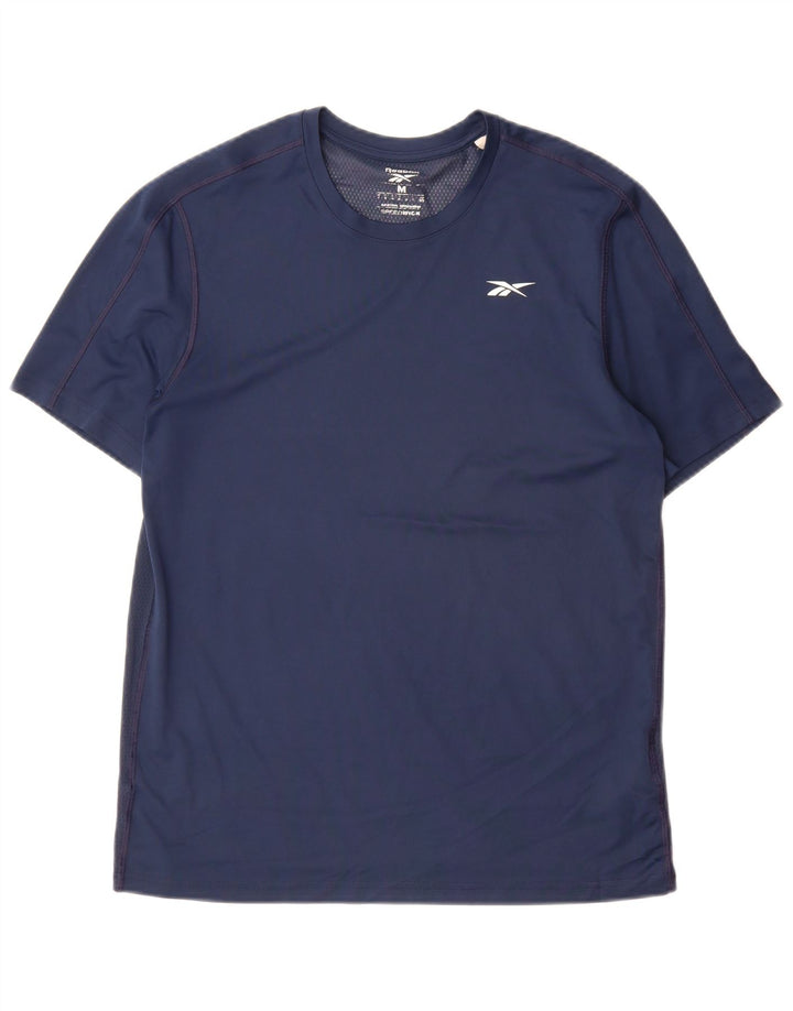 Reebok Mens Speedwick T-Shirt Top Medium Navy Blue Polyester