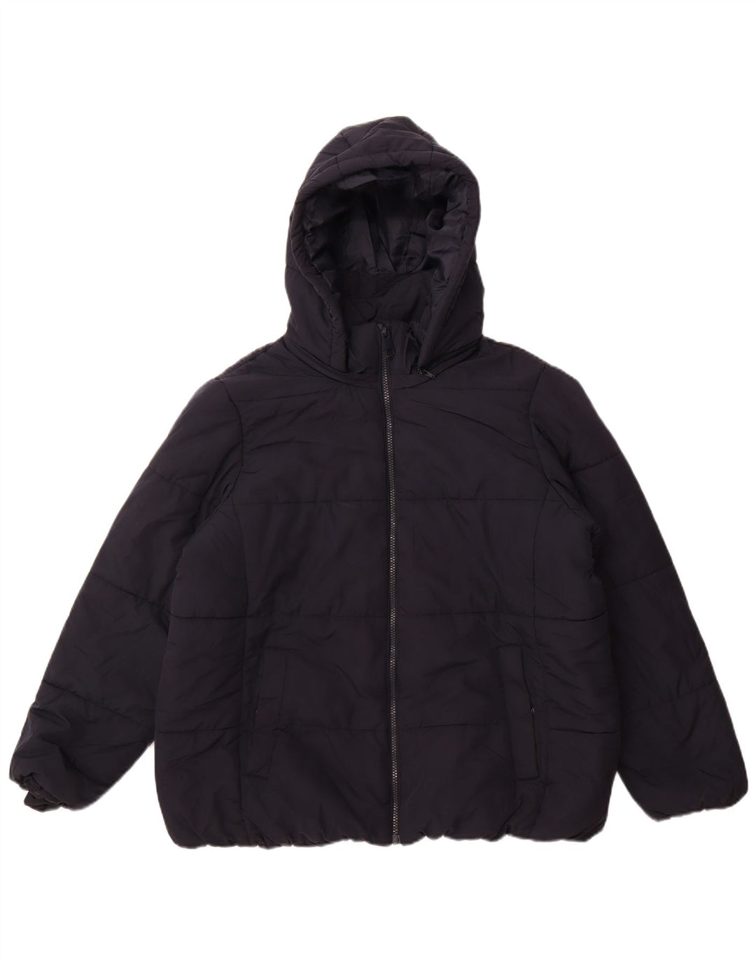 Marks & Spencer Womens Hooded Padded Jacket UK 18 XL Navy Blue Polyester