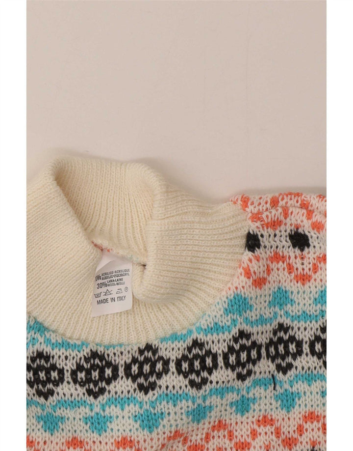 Vintage Mens Turtle Neck Jumper Sweater Medium Multicoloured Fair Isle